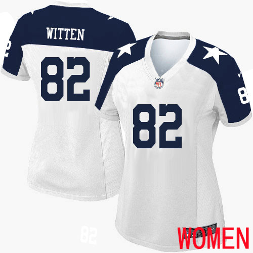 Women Dallas Cowboys Limited White Jason Witten Alternate #82 Throwback NFL Jersey